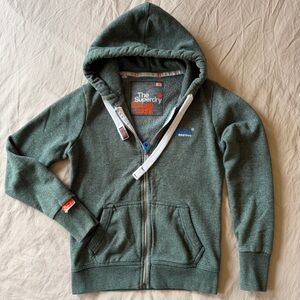 Superdry Orange Label Olive Green Zip Hoodie